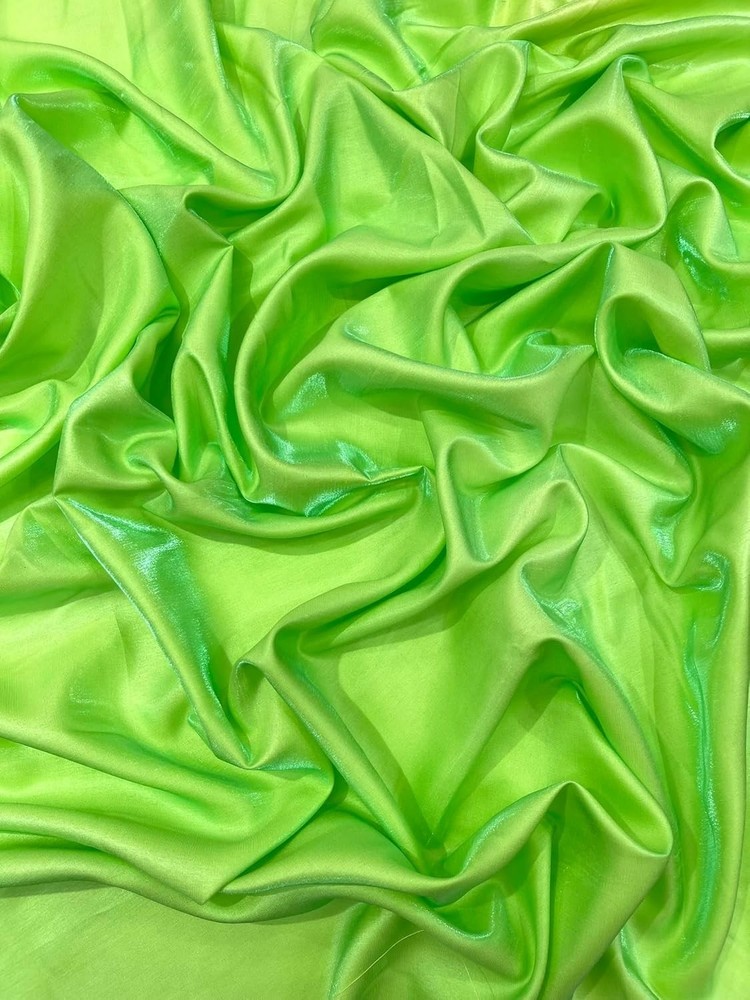 Iridescent Liquid Dupioni Fabric 58″ Wide Lightweight Material Green Yellow
