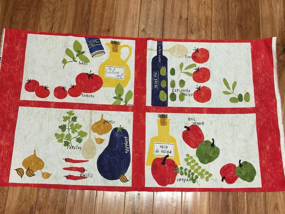 Cotton Cut & Sew Cooking Italiano set of 4 PLACEMATS Fabric Panel