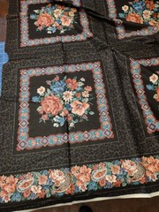 Vtg VIP Cranston Print Works Floral & Black Print Fabric 14 Squares 3 pieces