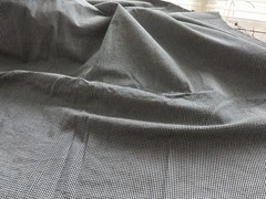 Woven navy & white check plaid fabric, 5.5 yard length, 59″ wide. For aprons +