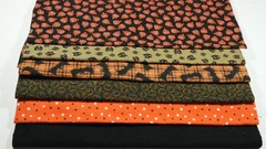 Vintage Halloween Black Orange Primitive Cat Pumpkin Flannel Fabric Scrap Lot