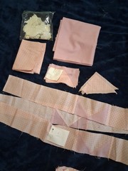 Unfinished Quilt Kit Lot Pink Geometric Sawtooth Star Pieces Cotton Fabric