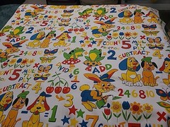 Vtg House ‘N Home Fabrics Cotton Home Decor Novelty Nursery Fabric Animals Math