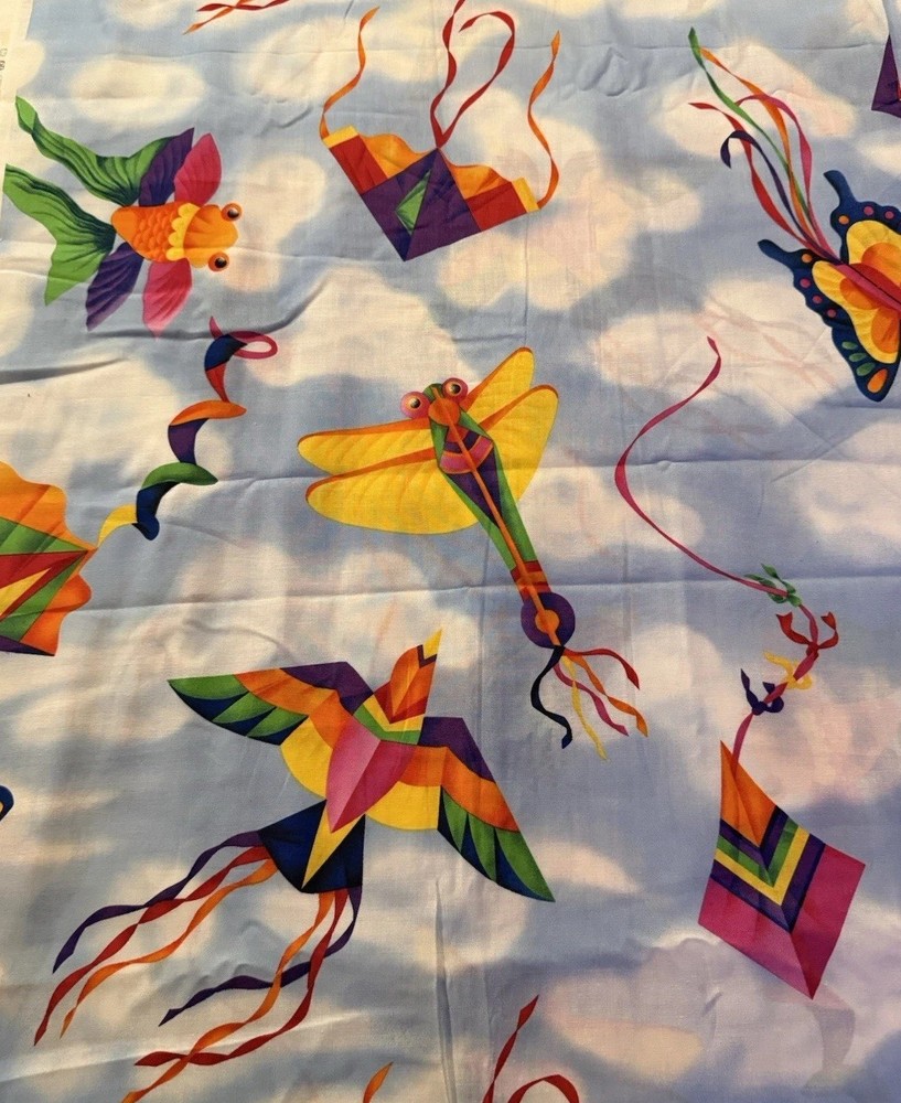 Springs Industries Multicolor Kites Birds Fish Butterfly 44” BTY