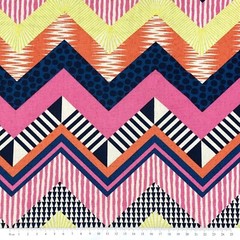 50x150cm Colourful Zig Zag Cotton Linen Fabric DIY Sewing Material