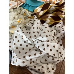 Vintage Fabric Remnant Scrap Lot Mid Century Modern Retro Geometric Polka Dot