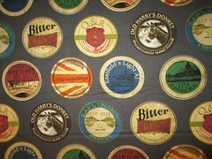 CRAFT BEER LABELS SPECIALTY SPIRITS TAN COTTON FABRIC FQ
