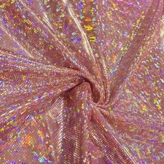 Vibrant Coral Hologram Broken Glass Stretch Spandex by the Yard for Swimwear