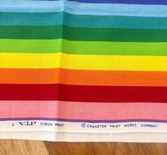 Rainbow Stripe Fabric Cranston VIP Screen Print Cotton 44×60 Bright Multicolor