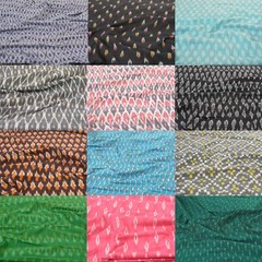 Sanskriti New 2 Yd Pure Cotton Hand Woven Ikat Craft Grey Fabric/Material