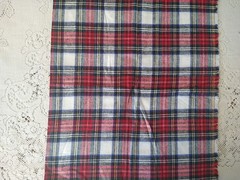 Red Navy Green Tartan Plaid Yarn Dyed Flannel Cotton Fabric 30″x30″ +