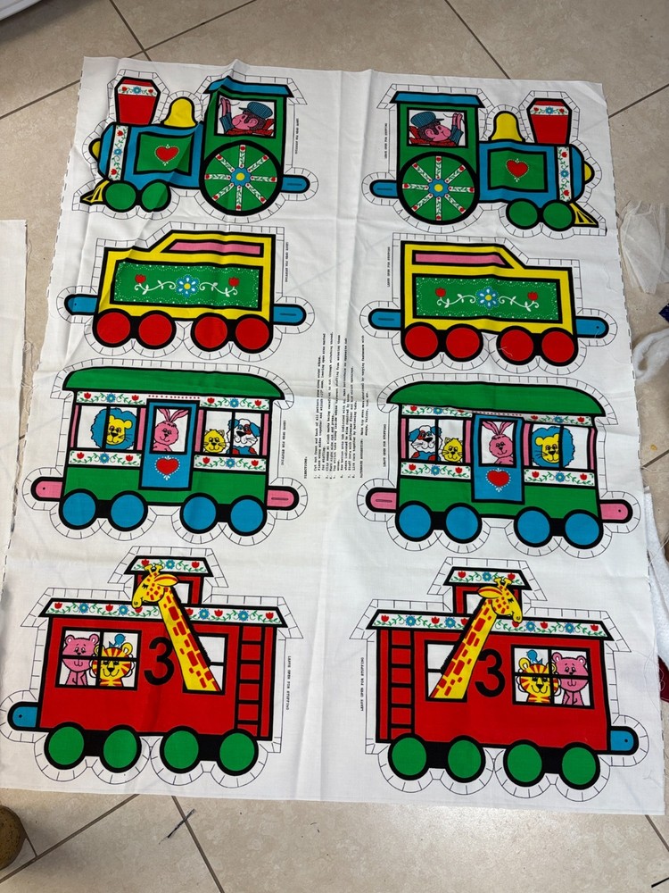 Cut And Sew Panel: Circus Animal Train Spring Mills in primary colors, soft toy