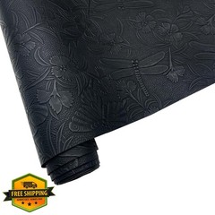 YYOUMING Black Embossed Faux Leather Sheets 12×54″