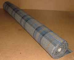 100% Shetland Wool Blue Grey Gold Tartan Check Upholstery Curtain Cushion Fabric