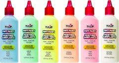 Dimensional Glow Fabric Paint Set 6-Pack Glow in Dark Bright Neon Colors