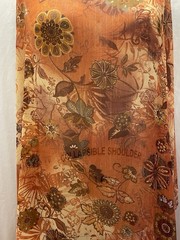 Elegant Poly Blend Lurex Georgette Floral Shades Of Orange Fabric 2.5 Yards 60″W