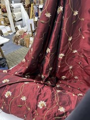 FAUX SILK FLOWERS EMBROIDERED~DRAPERY UPHOLSTERY Sold By The Yard