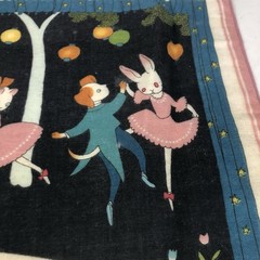 Dancing Dogs Cats Fabric from Land of Children Honda Shotaro Japan