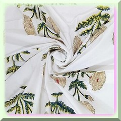 Large Handmade Floral Block Print Cotton Fabric