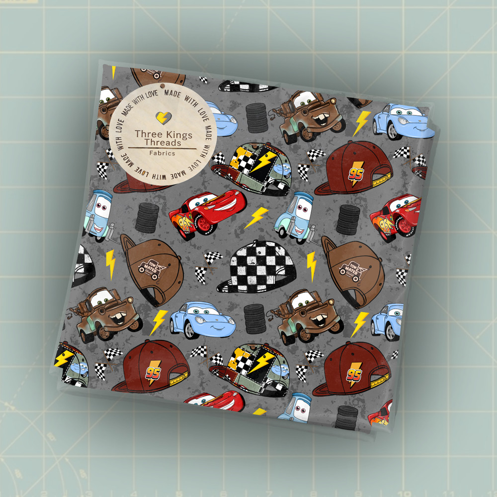 Disney Cars Hats McQueen Matter Racing DBP 1 Yard Fabric Seamless Design 59×36