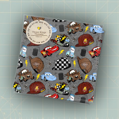 Disney Cars Hats McQueen Matter Racing DBP 1 Yard Fabric Seamless Design 59×36