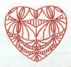 VALENTINE HEARTS, QUILTING SQUARES, Machine Embroidered. 10 Designs, 12 squares