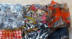 Vintage Fabric remnant lot for crafting,quilting& repurposing.Mostly all cotton.