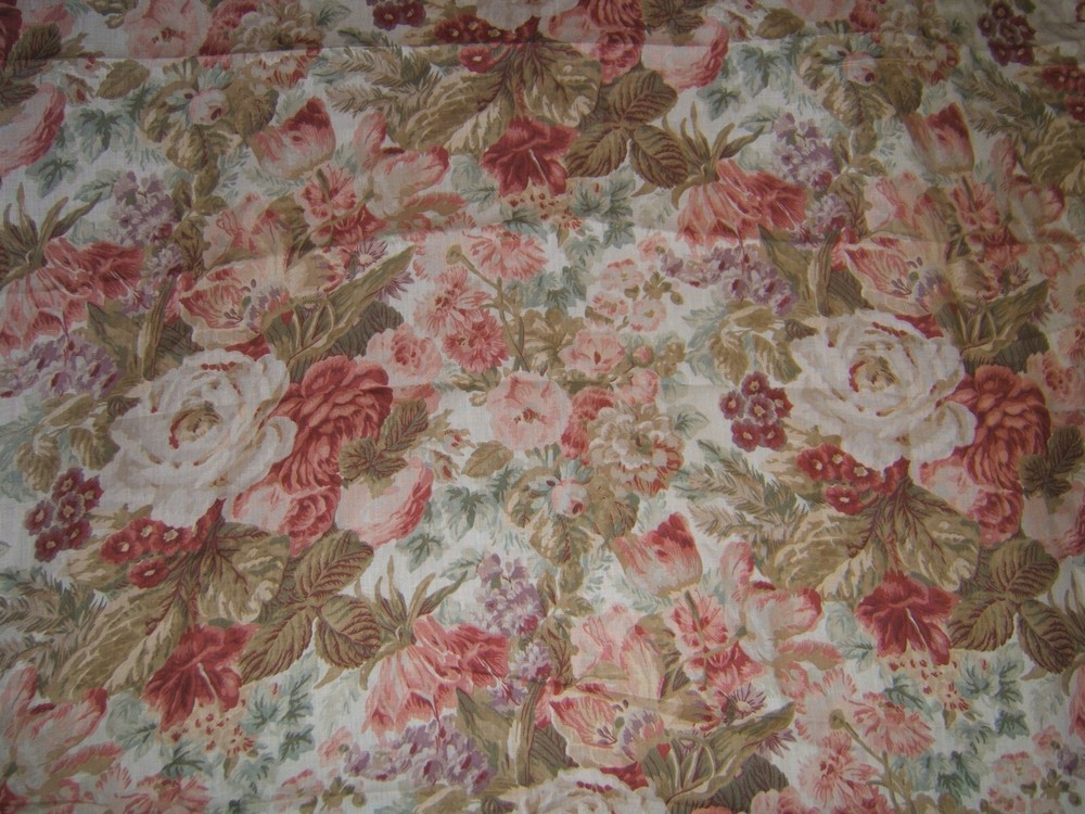 Stroheim & Romann, Fennick, Screen Print Floral, BTY, Color Carnelian and Green