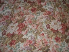 Stroheim & Romann, Fennick, Screen Print Floral, BTY, Color Carnelian and Green