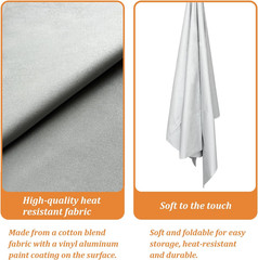 59″ x 2 Yard Silver Thermal Heat-Resistant Fabric by The Yard, Insulated Scorch-