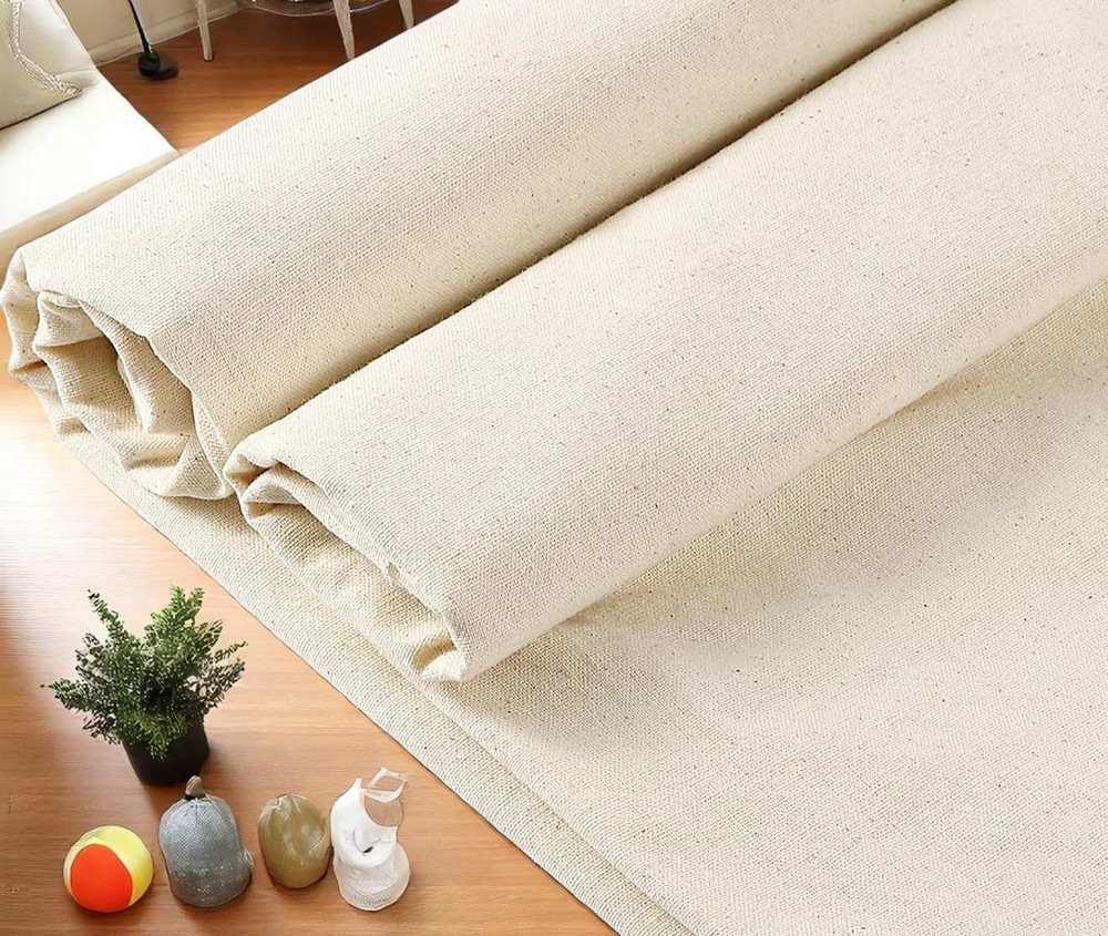 ® Pack of 5 Yard, 100% Cotton Muslin Fabric 48” Inch Wide, Natural Unbleached Me