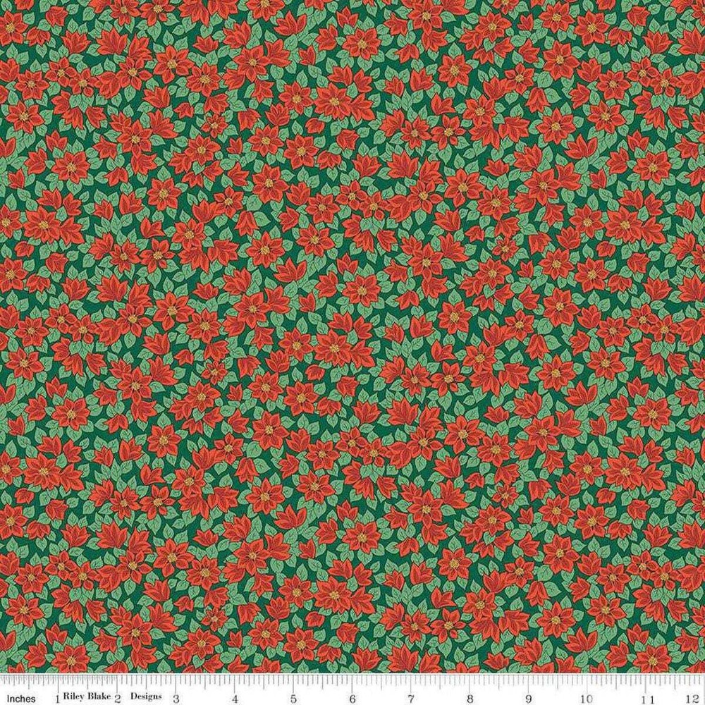 Festive Greetings Peaceful Poinsettias A – Liberty Fabrics Quilting Cotton – 016