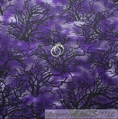 BonEful Fabric FQ Cotton Quilt Purple Black Night Sky Tree Harry Potter Magic UK