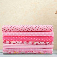 7-Pack 25x25cm Cotton Fabric DIY Assorted Pre-Cut Bedding Kit (Pink)