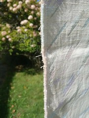 Beige Streaked Pink Mauve Green 1990s Upholstery Fabric Thick 55×37