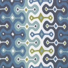 Schumacher Cotton Linen Ikat Warp Print Fabric- Darya Ikat / Sky 6.90 yds 174832