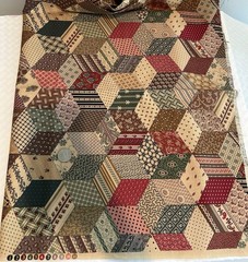 Cheater Quilt Fabric Cotton Autumn Fall Colors 1 1/2 Yards 44” Wide Block Square