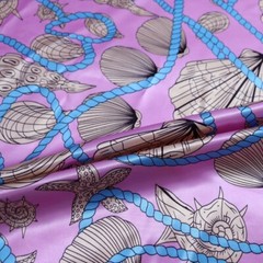 By Yard Conch Pattern Satin Fabric Lining Dolls Diy Handmade Scarf Material
