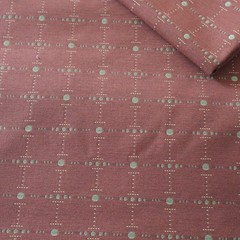 Vtg MCM Upholstery Fabric Atomic Geometric Dots, Terra Cotta Red, Gold 7.3 yds