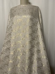 Luxury Silk Gold Lurex Brocade Champagne Tree Motif Fabric By The Yard 44″ Wide