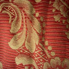 Vintage Red/Gold Floral Damask Upholstery Jacquard Fabric Elegant Baroque BTY