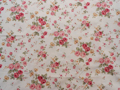 JoAnn Fabric Victorian Pink Yellow Roses on Beige 1 YD Cotton Quilt Craft