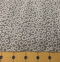 White Circles on Gray 12” X43” 100% cotton fabric #2400a