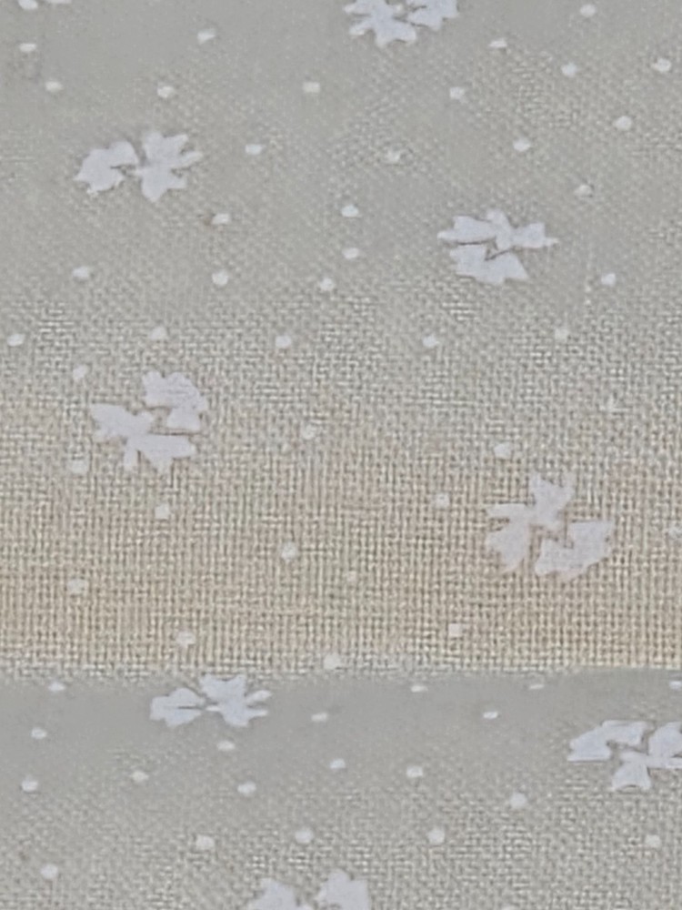 Floral Fabric 1.5 Yards White Flower on Ivory Beige Background Quilting Sewing