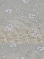 Floral Fabric 1.5 Yards White Flower on Ivory Beige Background Quilting Sewing
