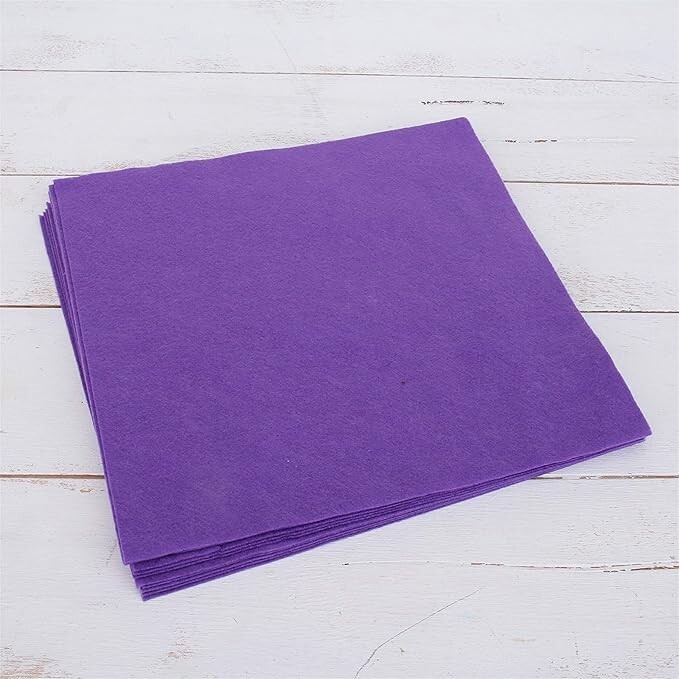 Premium Felt Sheets 10 Pack – 12″ x 12″ – Purple – Soft Wool-Like 1.2mm