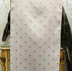 Thai Silk Cotton Blend Fabric Cream Gold Floral Woven 100x180cm Handmade