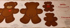 VIP Cranston Print Works Bear Fabric Panel “Luv Bear Cut-Outs” Cut n Sew 2 Bears