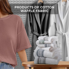 Medium Weight 100% Cotton Waffle Fabric – 2 Meters Bleached Material for Sewi…