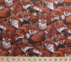 Cotton Fox Love Allover Animals Foxes Packed Fabric Print by the Yard D584.07